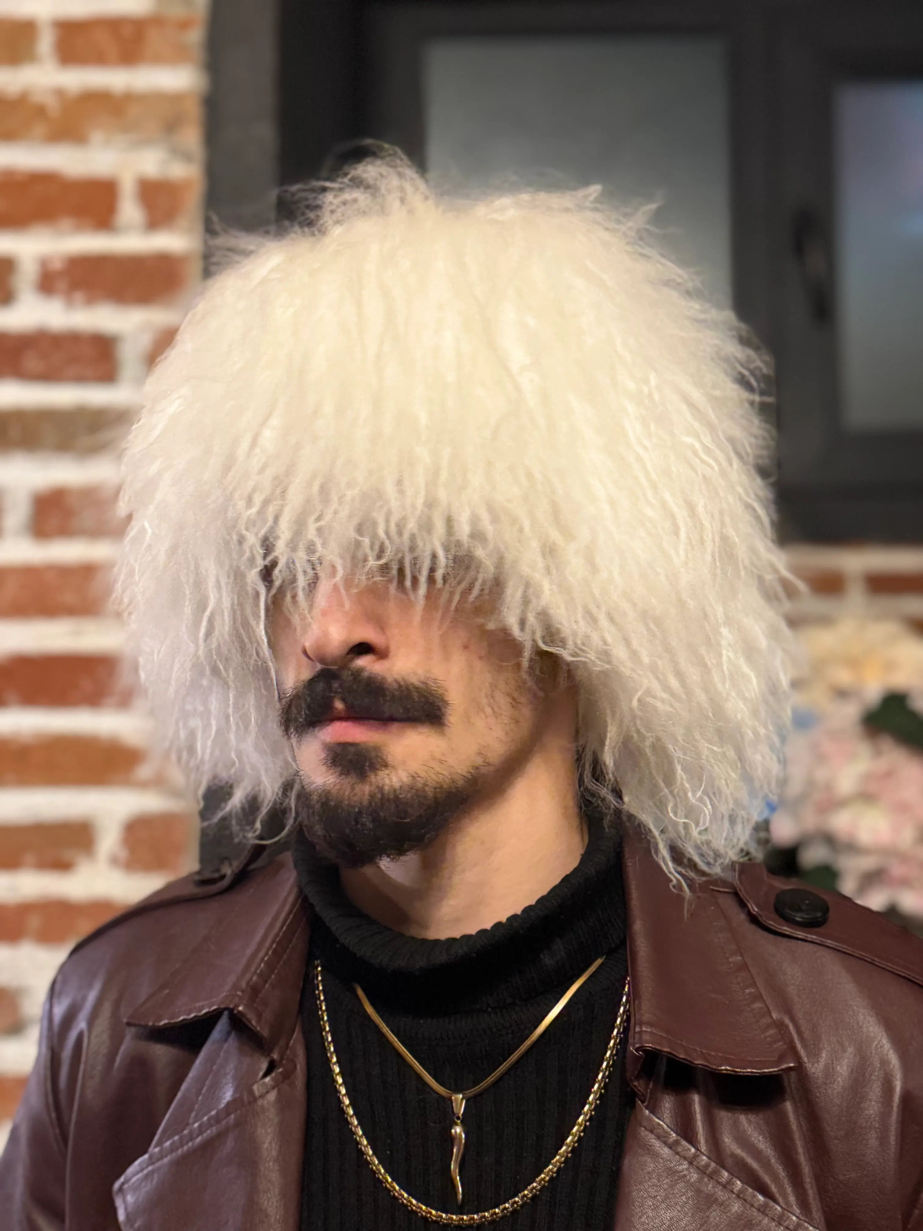 White Goat Fur Papakha Hat - Natural Authentic Caucasian Hat